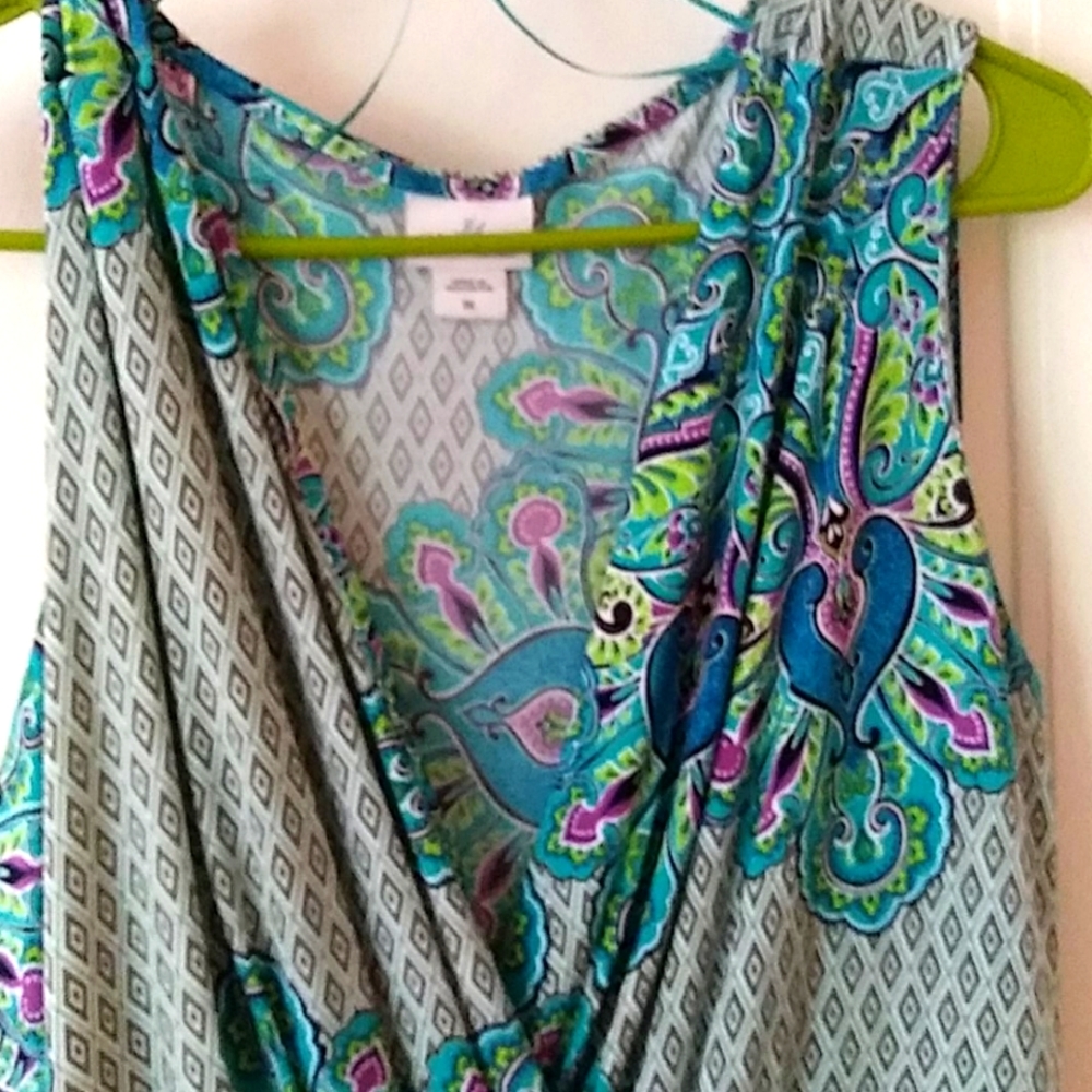 1X Jaclyn Smith long Paisley dress. Turquoise